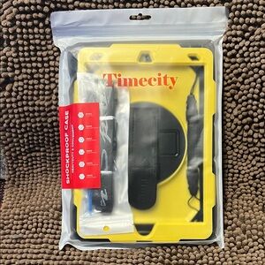 Yellow Shockproof iPad Case with Hand Strap and shoulder strap